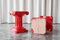 Hand Carved Column Stools or Side Tables in Red Lacquered Wood, 1940s, Set of 2, Image 11
