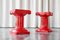 Taburetes columna o mesas auxiliares tallados a mano de madera lacada en rojo, años 40. Juego de 2, Imagen 3