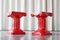 Hand Carved Column Stools or Side Tables in Red Lacquered Wood, 1940s, Set of 2 10