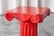 Taburetes columna o mesas auxiliares tallados a mano de madera lacada en rojo, años 40. Juego de 2, Imagen 5