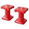 Hand Carved Column Stools or Side Tables in Red Lacquered Wood, 1940s, Set of 2 1