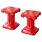 Taburetes columna o mesas auxiliares tallados a mano de madera lacada en rojo, años 40. Juego de 2, Imagen 1
