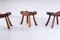 Brutalist Oak Stools by Charlotte Perriand, 1950s, Set of 3, Image 3