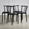 Black Leather and Steel Dining Chairs, 1980s, Set of 4 1