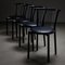 Black Leather and Steel Dining Chairs, 1980s, Set of 4 3