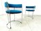 Chrome Wire and Blue Fabric Dining Chairs, 1970s, Set of 6 3
