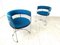 Chrome Wire and Blue Fabric Dining Chairs, 1970s, Set of 6 2