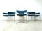 Chrome Wire and Blue Fabric Dining Chairs, 1970s, Set of 6 9