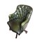 Antique Victorian Green Leather Captains Chair 2