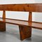 Large Vintage French Wood Bench, 1970, Set of 2, Image 4