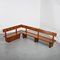 Large Vintage French Wood Bench, 1970, Set of 2, Image 9