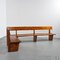 Large Vintage French Wood Bench, 1970, Set of 2, Image 2