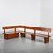 Large Vintage French Wood Bench, 1970, Set of 2, Image 1