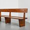 Large Vintage French Wood Bench, 1970, Set of 2 8