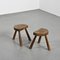 French Brutalist Stools, 1960s, Set of 2 2