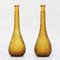 Mid-Century Empoli Amber Bubble Glass Bottle Vases, 1960, Set of 2 3