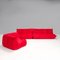 Rotes Togo Alcantara Sofa von Michel Ducaroy, 2010er, 3er Set 3