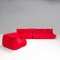 Togo Red Alcantara Sectional Sofa by Michel Ducaroy, 2010s, Set of 3 3