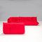 Togo Red Alcantara Sectional Sofa by Michel Ducaroy, 2010s, Set of 3 2