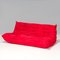 Togo Red Alcantara Sectional Sofa by Michel Ducaroy, 2010s, Set of 3 6