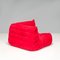 Togo Red Alcantara Sectional Sofa by Michel Ducaroy, 2010s, Set of 3, Image 9
