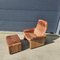 DS 50 Buffalo Neck Leather Lounge Chair and Footstool from De Sede, 1970s, Set of 2 2
