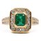 Vintage 18k Yellow Gold Ring with Emerald and Diamonds, 1980s 1