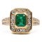 Vintage 18k Yellow Gold Ring with Emerald and Diamonds, 1980s, Image 1