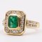 Vintage 18k Yellow Gold Ring with Emerald and Diamonds, 1980s 4