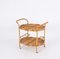 Mid-Century Italian Oval Bamboo and Rattan Serving Bar Cart Trolley, 1960s, Image 2