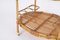 Mid-Century Italian Oval Bamboo and Rattan Serving Bar Cart Trolley, 1960s 5