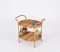 Mid-Century Italian Oval Bamboo and Rattan Serving Bar Cart Trolley, 1960s, Image 4