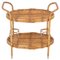Mid-Century Italian Oval Bamboo and Rattan Serving Bar Cart Trolley, 1960s, Image 1