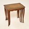 Tables Gigognes avec Plateau en Cuir, France, 1920s, Set de 3 2