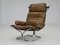 Fauteuil en Cuir, Acier au Chrome, Teck et Toile par Harald Relling pour Westnofa, Norvège, 1970s 10