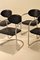 Dining Chairs in Chrome and Black Leather, 1970s, Set of 4 4