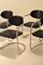 Dining Chairs in Chrome and Black Leather, 1970s, Set of 4, Image 4