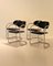 Dining Chairs in Chrome and Black Leather, 1970s, Set of 4 1