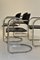 Chaises de Salle à Manger en Chrome et Cuir Noir, 1970s, Set de 4 5