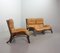 Brutalistisches Love Seat Sofa & Sessel aus Bugholz & Bambus mit karamellfarbenem Lederbezug, 1960er, 2er Set 16