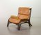Sofá Love Seat brutalista de madera curvada y bambú con tapicería de cuero caramelo, años 60. Juego de 2, Imagen 13