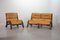 Brutalist Bentwood and Bamboo Love Seat Sofa and Lounge Chair with Caramel Leather Upholstery, 1960s, Set of 2, Image 15