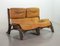 Brutalist Bentwood and Bamboo Love Seat Sofa and Lounge Chair with Caramel Leather Upholstery, 1960s, Set of 2 5