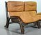 Divano brutalista e poltrona Love Seat in legno curvato e bambù con rivestimento in pelle caramello, anni '60, set di 2, Immagine 8