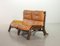 Brutalist Bentwood and Bamboo Love Seat Sofa and Lounge Chair with Caramel Leather Upholstery, 1960s, Set of 2 6