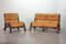Brutalist Bentwood and Bamboo Love Seat Sofa and Lounge Chair with Caramel Leather Upholstery, 1960s, Set of 2, Image 1
