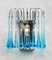 Wall Light in Blue Murano Glass and Chrome by Paolo Venini, 1970s, Set of 2 4