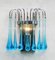 Wall Light in Blue Murano Glass and Chrome by Paolo Venini, 1970s, Set of 2 3