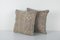 Vintage Anatolian Tan and Sand Rug Cushions, Set of 2, Image 2