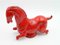 Red Ceramic Roman Horse on Plinth by Aldo Londi for Bitossi Raymor 1